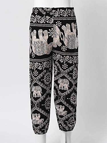 Yeahdor Kids Boys Girls Yoga Pants Baggy Boho Harem Pants Floral Print Hippie Bohemian Pants Casual Gypsy Pants Black Elephant 12 #TOP5