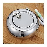 HXJ Cenicero con Tapa, Bandeja de Cenizas a Prueba de Viento de Acero Inoxidable Cigarrillo portátil de cenicero al Aire Libre for la Oficina en casa Garden del jardín de la Mesa del jardín del Patio