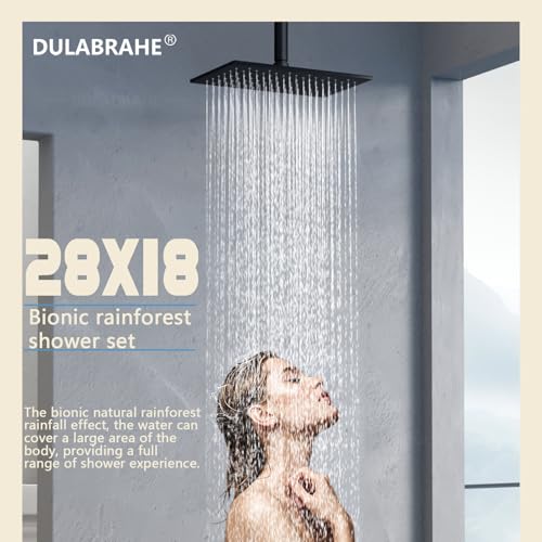 Sistema de Ducha Smart Rain con cabezal de ducha de lluvia de 8X12 pulgadas montado en techo y kit mezclador de ducha de mano de latón (Negro Mate) miniatura 3