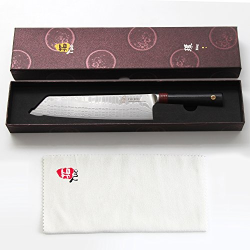 TUO Damascus Kiritsuke Chef knife 8.5 inch - Japanese Damascus AUS-10 67-layers - Dragon Pattern - Dishwasher Proof G10 Handle - Ring-D Series - Thumbnail 2