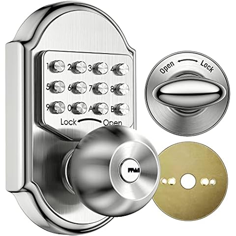 MegaFlint Keyless Entry Keypad Deadbolt Door Lock 304 Stainless Steel 100% Mechanical - No Risk of Low Powe Keypad Door Lock Cover