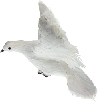 Taotenish Artificial Pigeon Bird Realistic Feathered Bird for Garden Tree Decor Ornament - #4 White Flying