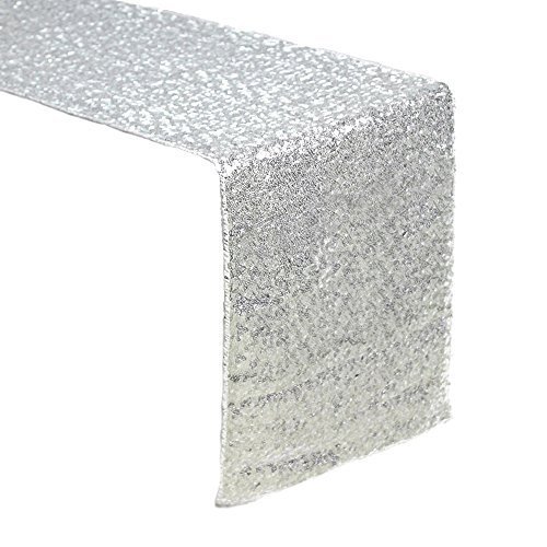 Sequin Table Runners Silver- 12 X 108 Inch Glitter Silver Table Runner-Silver Party Supplies Fabric Decorations for Holiday Wedding Birthday