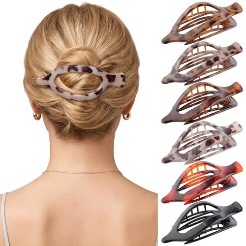 AWAYTR 6Pcs French Flat Hair Clips, Lay Flat Claw Clip for Women
