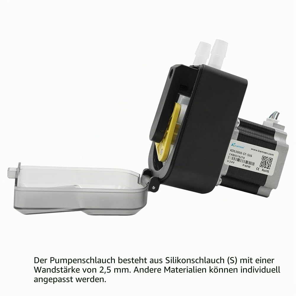 Kamoer KDS3000-ST Peristaltikpumpe, 24 V, hohe Durchflussmenge, langlebige und hochpräzise Dosierpumpe mit Schrittmotor und einstellbarer Geschwindigkeit von 0 bis 1800 ml/min für Labore und Fabriken