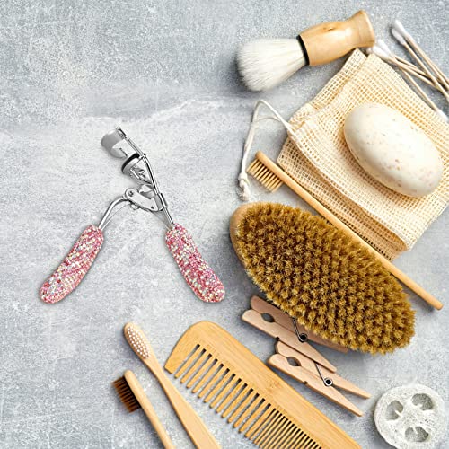 Bling Rhinestone Eyelash Curlers Stainless Steel Natural And Long Lasting Eyelash Fit For All Eye Shape Curved Lash Curler (Pink) #TOP4