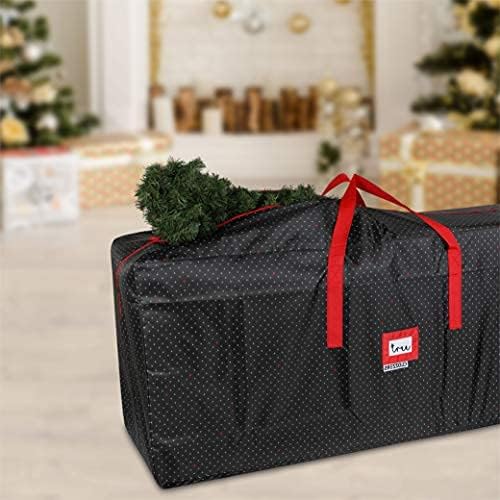 CLOZZERS Christmas Tree Storage Bag - Measures 48 x 15 x 20” for Trees up to 7.5 Feet Tall, Heavy Duty, Dust Protection and Water Resistant, Durable Zipper Closure and Sturdy Handles, Black Tree Print