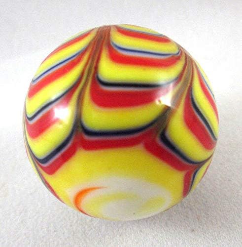 Miniatura 4 de 0.984 in RAZZAMATAZZ Arte hecho a mano de cristal mármol amarillorojonegro rayas patrón diseño grande 1" tirador