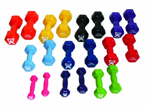 CanDo Vinyl Coated Dumbbells 5 Pairs, 2 Each 1lb, 2lb,