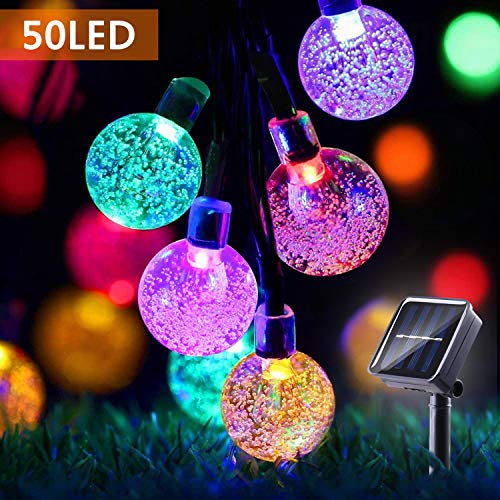 Luces de cuerda solares, luces de cadena de bombilla con EC Technology,luces de patio LED de 33 pies y 50 modos con 8 modos,de bola de cristal a prueba de agua para patio,fiestas,decoración navideña