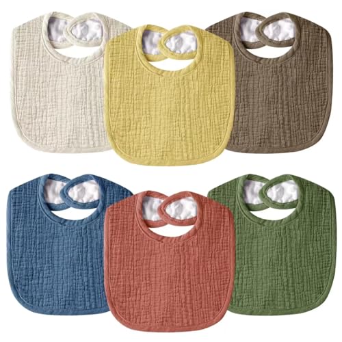 Image of Wrrernsin Muslin Baby Bibs for Unisex Boys Girls, Cotton Drool Bibs, Adjustable Newborn Bibs for Drooling and Teething