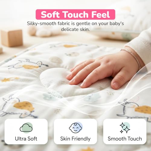 Image of BAYBEE Baby Blanket for Newborns with Pillow, Patented Cooling Technology, Ultra-Soft & Breathable Comforter for Infants, Baby Gift for Girls & Boys (Cloud Cottage)