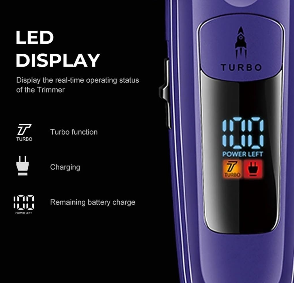 Professional Hair Clippers for Men, Men's Household Electric Hair Clipper With Intelligent Digital Display And 7000 RPM Electric Push Shear(Gold)