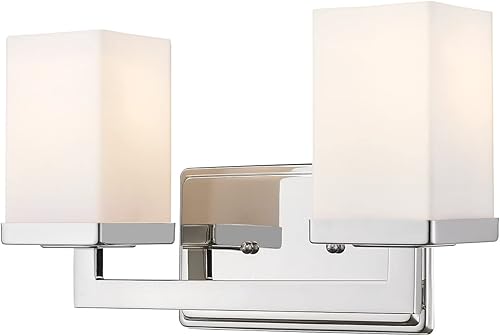 Z-Lite 1901-2V Tidal Two Light Vanity Light, marco de metal, acabado cromado y sombra de ópalo mate de material de vidrio