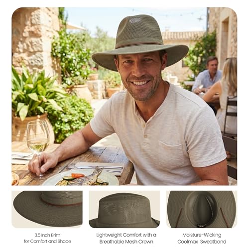 Image of Henschel Hats Aussie Breezer Grande Hat - Extra Wide-Brim Sun Hat for Men | Perfect Men's Summer Hat for Camping
