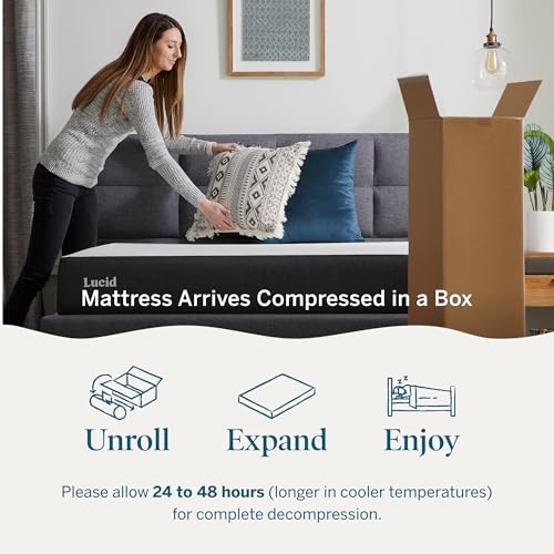 Lucid 8 Inch Memory Foam Mattress - Medium Firm Feel - Gel Infusion - Memory Foam Infused with Bamboo Charcoal - Breathable - CertiPur Certified - TwinTwin Size