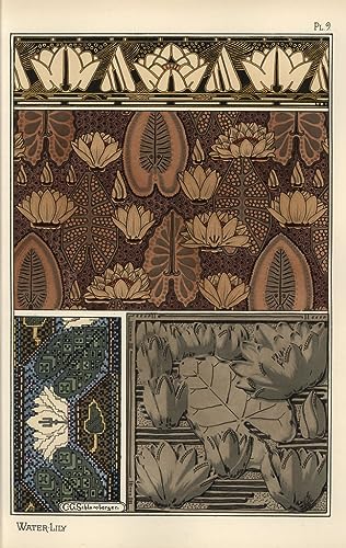 Nénuphar d'Eugène Grasset Affiche Toile pour Rénover un Mur Vide sans Charme Format 60x90cm