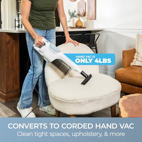 Image of Kenmore CS2015 200 Series Corded Stick Vacuum, Detachable Hand Vac with 2-Motor Powerful Suction, Hair Eliminator Nozzle, LED Headlight & Swivel Steering for Carpets, Bare Floors and Couches