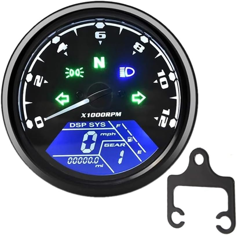 Motorcycle Odometer Gauge Universal Digital Motorcycle Gauge Panel Tachometer 199MPH KM/H 12000RPM With Gear Indicator Alarm Light Display