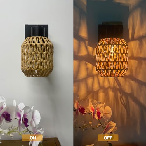 Chiclux Boho Rattan Wall Sconces Set Of Two thumb #7
