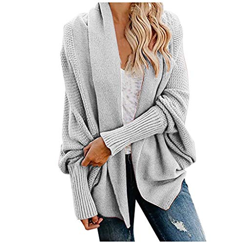 Cardigan Damen Lang Strickmantel Strickjacke Sweater Elegant Manschette...