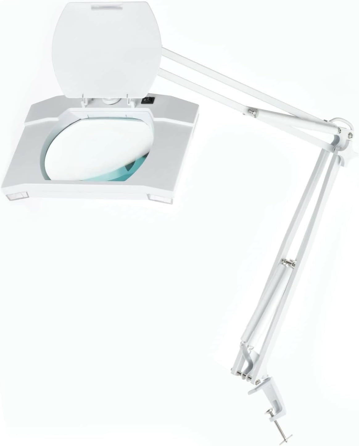 AmScope - Heavy-Duty 2.25X Magnification Large Rectangular Glass Magnifying Lamp with Adjustable Arm and Desk Clamp -MAGFLU-8069D-1C