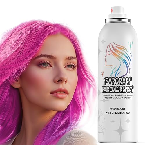 Espray temporal de color para el cabello, 150 ml, spray instantáneo para colorear el cabello para adultos y niños, lavable y no adhesivo, fórmula suave, rosa, Halloween, cosplay, fiesta de disfraces