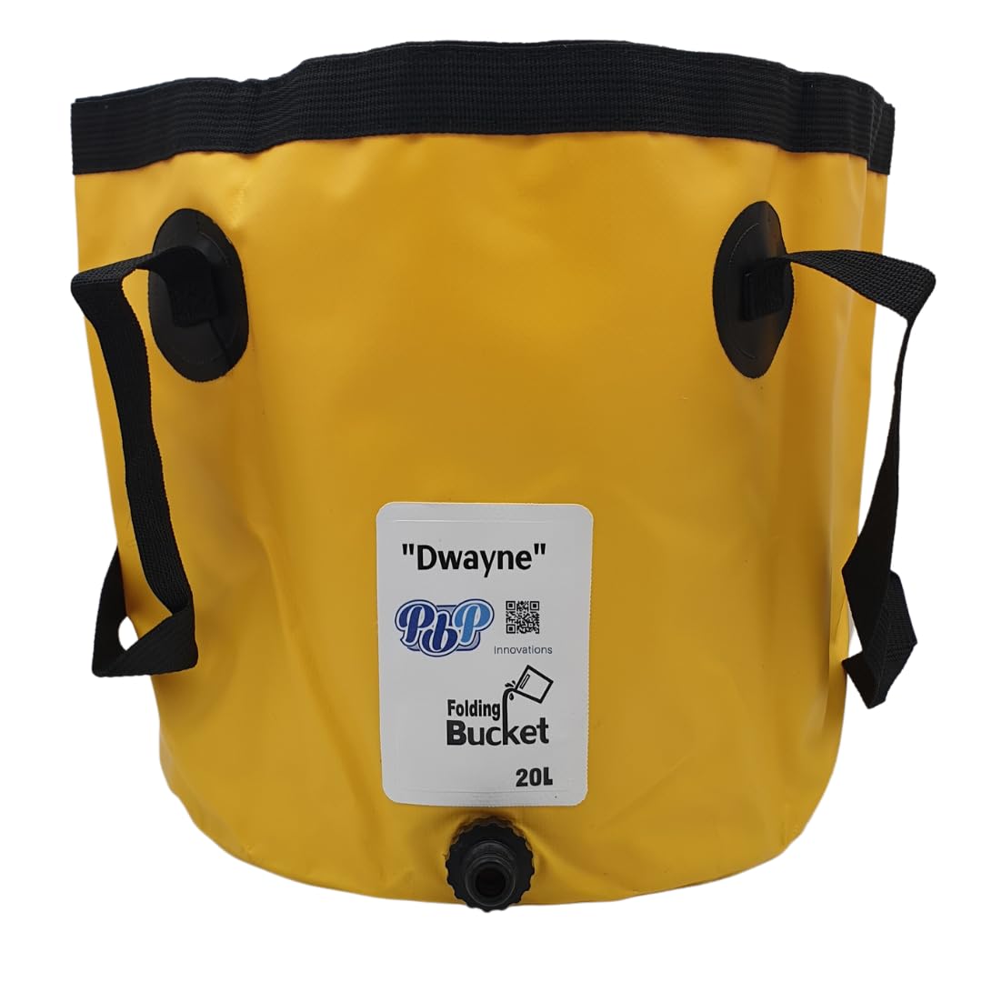 Pbp Yellow Handy Folding Bucket 20L - "Dwayne" With Quick Hose Connector (Yellow)