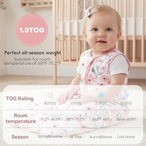 Image of Yoofoss Baby Sleep Sack 0-6 Months TOG 1.0 Baby Wearable Blanket, 2 Pack 100% Organic Cotton Infant Toddler Sleeping Sack 2-Way Zipper Lightweight Sleep Sack