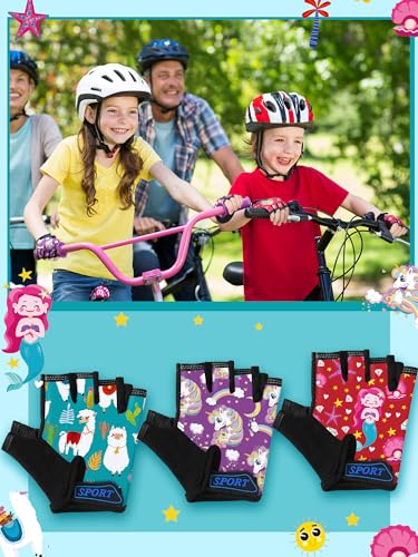 Image of Boao 3 Pairs Kids Half Finger Bike Gloves