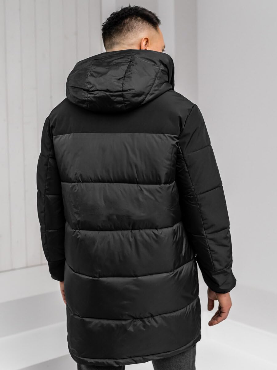 BOLF Hombre Chaqueta De Invierno con Capucha Cierre de Cremallera Ropa de Abrigo Jacket Cazadora Plumas Ocio Deporte Fitness Estilo Deportivo Mix 4D4