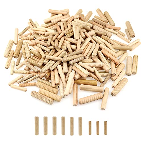 UBERMing 500 Pcs Tasselli in Legno Assortiti Spine legno 6mm 8mm 10mm Scanalate in Legno Duro Perno Scanalato M6 M8 M10 per Mobili Porte e Progetti Artistici