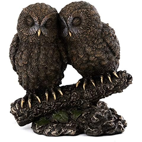 Top Collection Owl Lovers Statue on Tree Branch - Sleeping Great Horned Owl Sculpture in Premium Cold Cast Bronze- 5-Inch Collectible Animal Figurine Cover