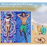 2 Pack Lightweight Thin Beach Towel Oversized 71"x32" Big Extra Large Microfiber Sand Free Towels for Adult Quick Dry Travel Camping Beach Accessories Vacation Essential Gift Tie Dye Purple Mandala - Image 4