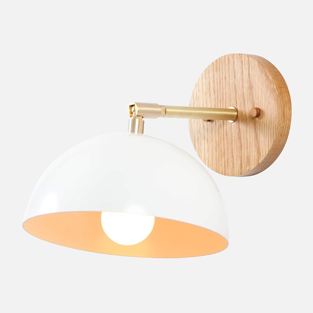 NHPJFDC Wall Mounted Light Villa Brass Lampshade Lamp Walnut Retro Nostalgic Bedroom Bedside High Grade Pure Copper Sconce Aisle Corridor T-155