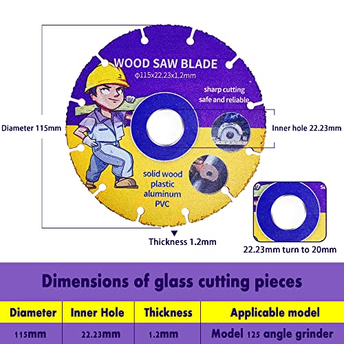 Miniatura 6 de Kizaten Disco De Corte Para Madera, 115 Mm De Carburo, Multi Rueda, Hoja De Sierra Circular, Disco Flexible Para Amoladora Angular, Sin Pintura, Goma