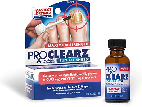 ProClearz Fungal Shield Maximum Strength Brush-On Anti Fungal Liquid, Nail Fungus Treatment for Toenail & Fingernail, 1 Ounce Bottle (Pack of 2)