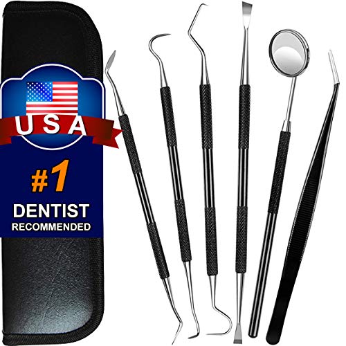 Dental Tools, 6 Pack Teeth Cleaning Tools Stainless Steel Dental Scraper Tooth Pick