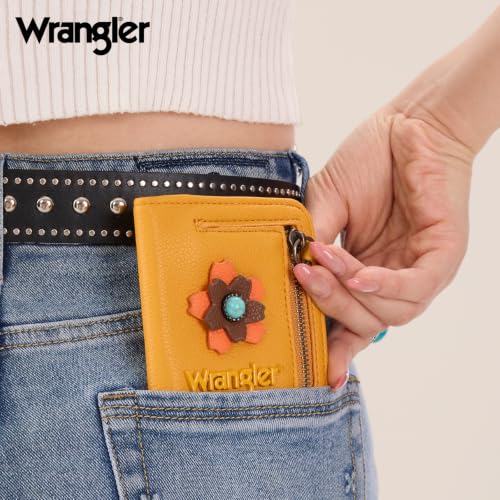 Image of Montana West X Wrangler Small Womens Wallet Rfid Blocking Wallets Bifold Credit Card Holder Wallets with Clear ID Window