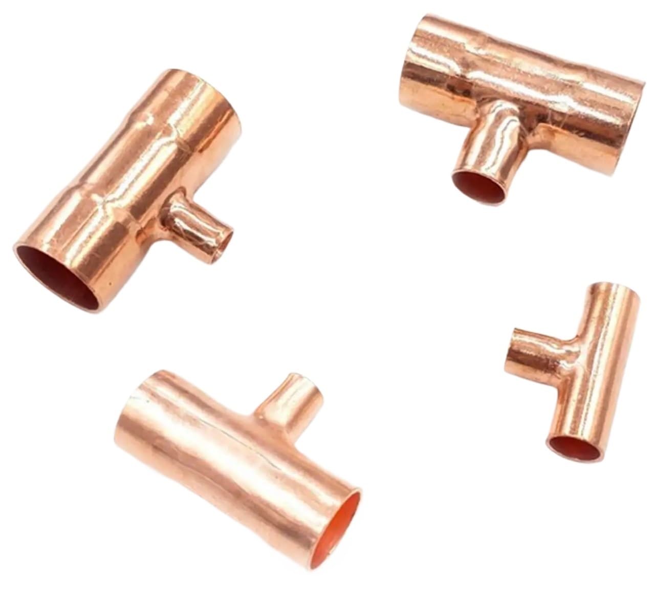 PAKMEZ 1PC 28x35x28mm Reducer Pure Copper End Feed Reduce tee 3 Ways Weld Pipe Adapter