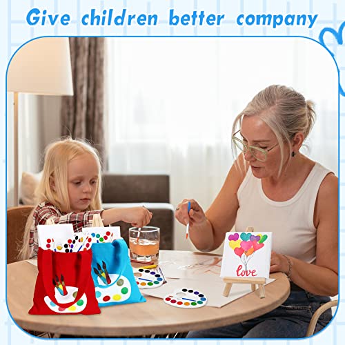 Fulmoon Watercolor Paint Party Favors Watercolor Paint Sets With Artist Goodie Bags Canvas Tote Bags 3'' X 3'' Painting Canvas Panel Wooden Easel Set Painting Brush For School (Oval, 10 Set) #TOP6