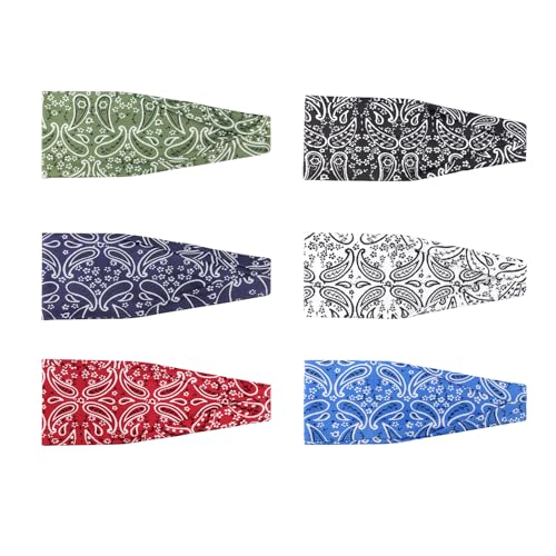 Image of DRESHOW Yoga Sports Headbands for Women Elastic Non-Slip Headbands Workout Running Hair Bands 6 Pack
