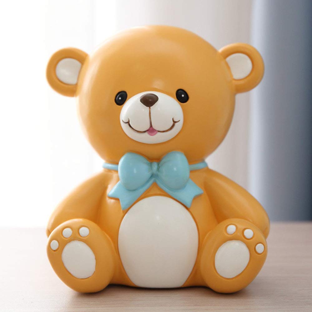 Petit ours tirelire décoratif en résine idéal sur une étagère de salon ou bureau