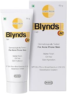 Blynds Gel AC Sunscreen SPF 30+ PA+++ (50g) | Oil-Free Matte Finish | For Acne Prone Skin | Broad Spectrum UV Protection |... Price In India