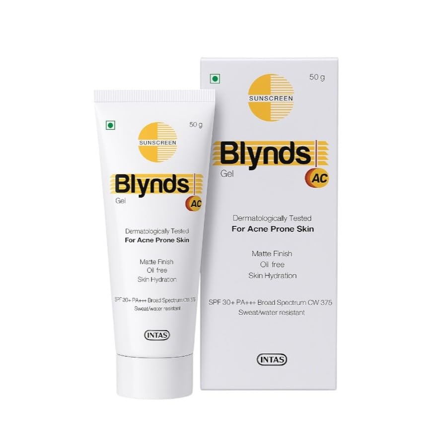 Blynds Gel AC Sunscreen SPF 30+ PA+++ (50g) | Oil-Free Matte Finish | For Acne Prone Skin | Broad Spectrum UV Protection |...