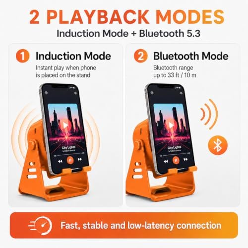 LORESJOY 5-in-1 Wireless Induction Bluetooth 5.3 Speaker with Phone Stand - 1