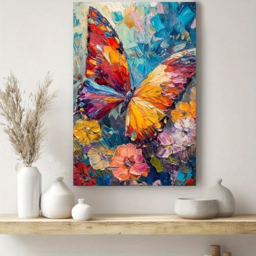Tableau abstrait papillon pour bureau lumineux et salon moderne
