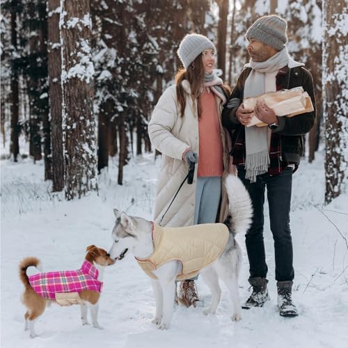 Image of Kuoser Warm Dog Coat, Waterproof Dog Jacket for Extra Large Dogs, Rose 3XL | Adjustable Durable XXXL Doggie Winter Coat Reversible Puppy Cold Weather Apparel for Large Breed