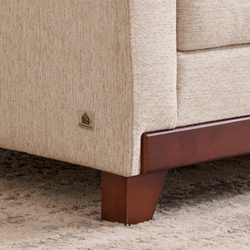 Image of Home Centre | Sylvester Plus Fabric 2-Seater Sofa | Sofa for Living Room | Solid Wood | Beige | 1 Year Warranty