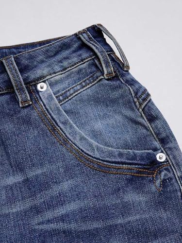 Image of Flamingals Women's Straight Leg Jeans Mid Rise Button Fly Stretchy Wash Stitch Detail 90s Casual Trendy Denim Jeans